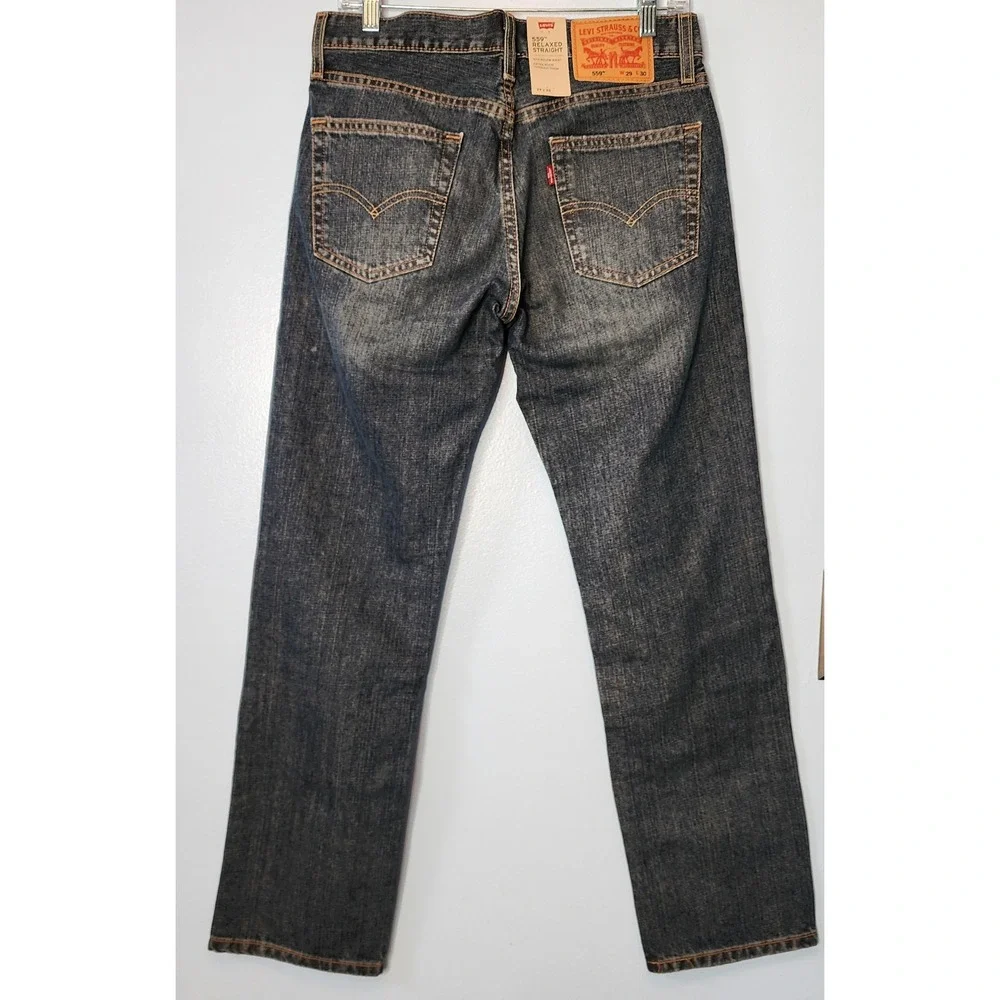 Levi's 559 Relaxed Straight Mens 29x30 Dark Wash Blue NWT Faded Denim Jeans